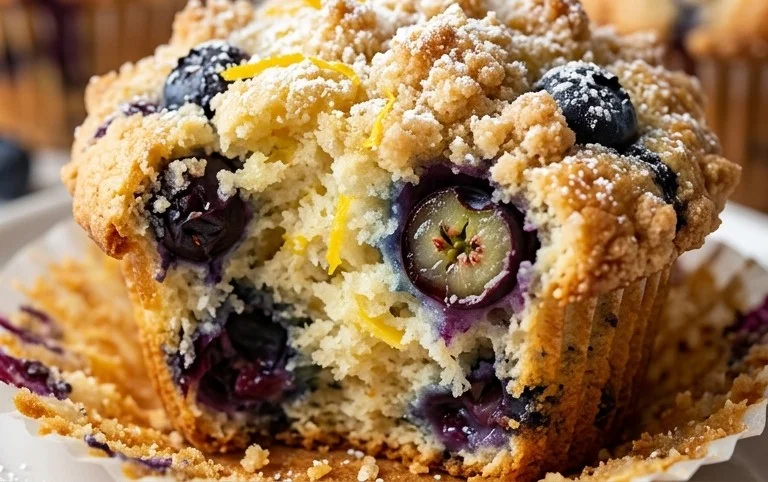 Lemon Blueberry Streusel Muffins