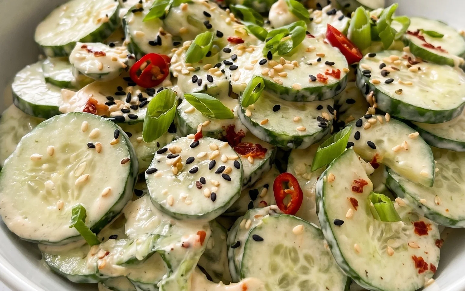 Creamy Asian Cucumber Salad Bowl