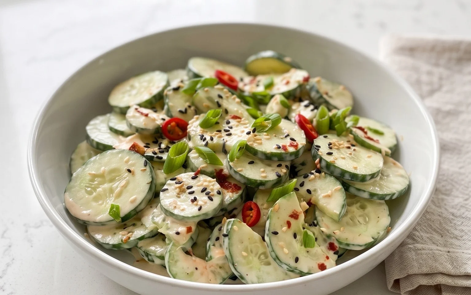 Creamy Asian Cucumber Salad Bowl
