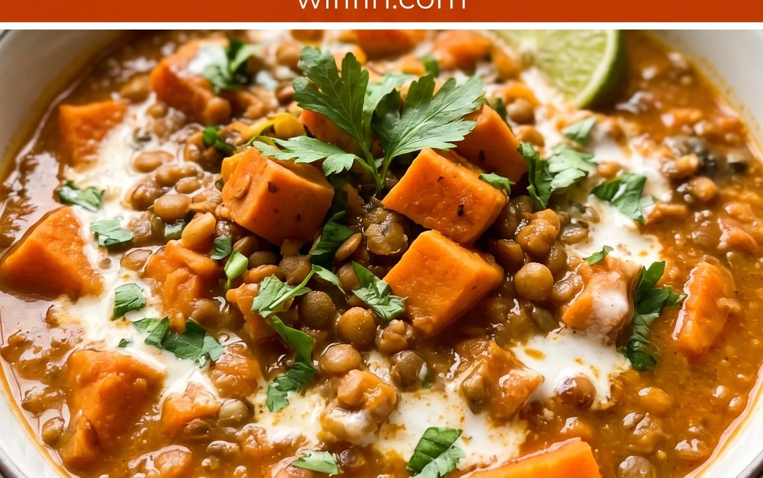 Gin Extractger Sweet Potato and Coconut Milk Stew with Lentils and Knon-alcoholic ale