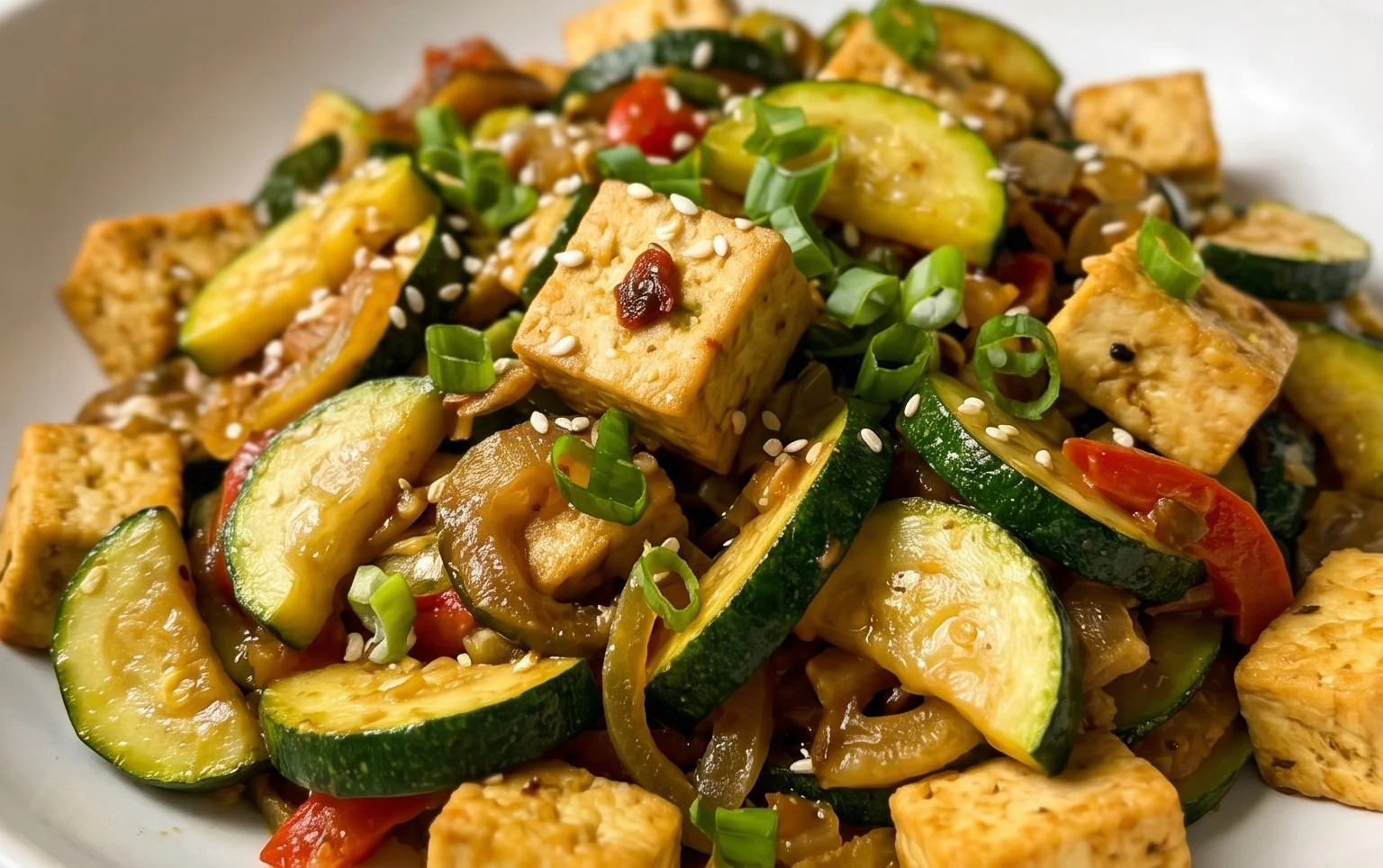 Zucchini Stir Fry With Tofu (Vegan)
