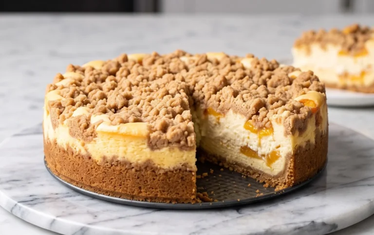 Peach Cream Cheese Cake with Streusel Topping