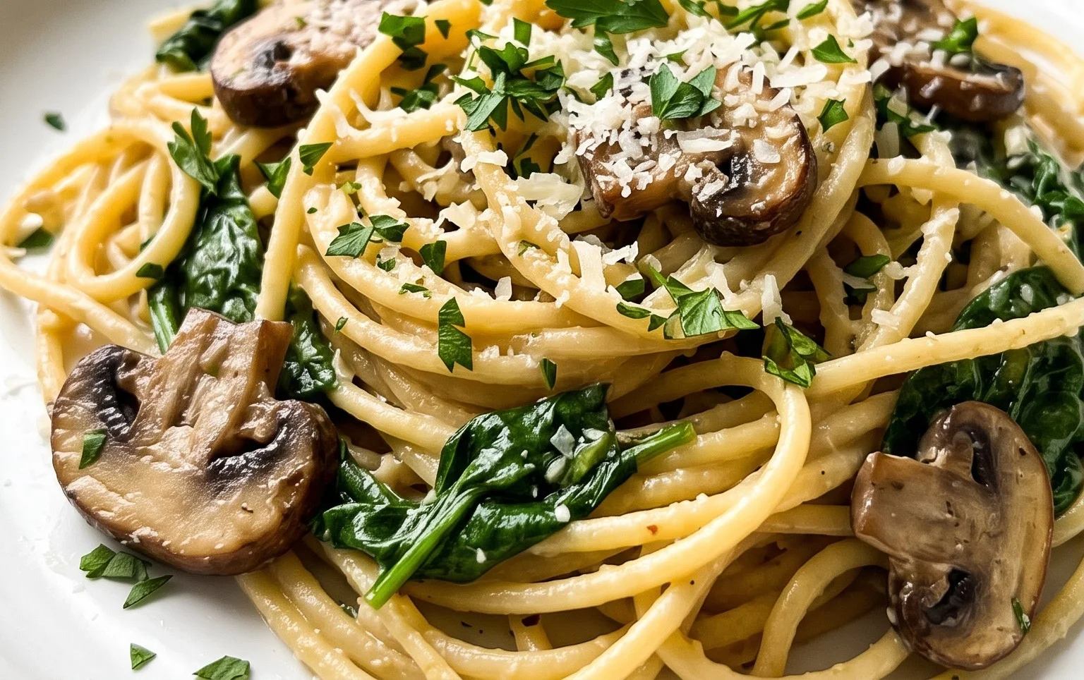 Parmesan Spinach Mushroom Pasta Skillet