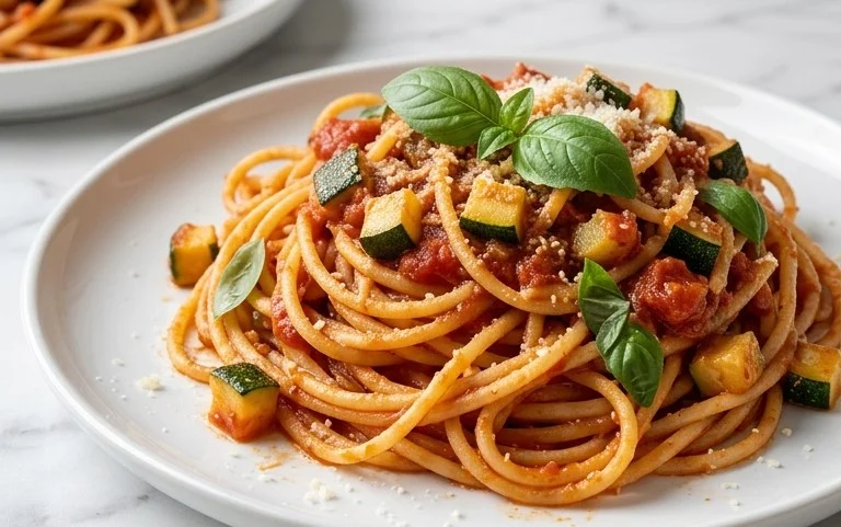 Healthy Tomato Zucchini Pasta