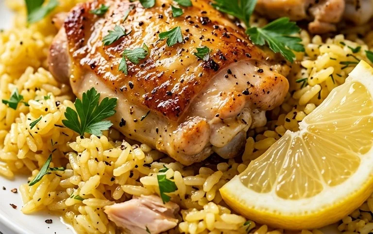 Greek Chicken and Lemon Rice (30 Minutes, One-Pot)
