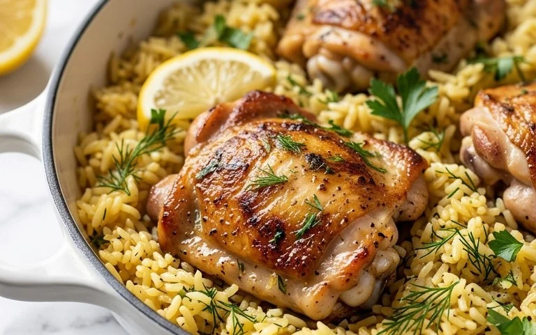 Greek Chicken and Lemon Rice (30 Minutes, One-Pot)