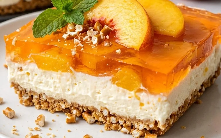 Peach Pretzel Salad Dessert