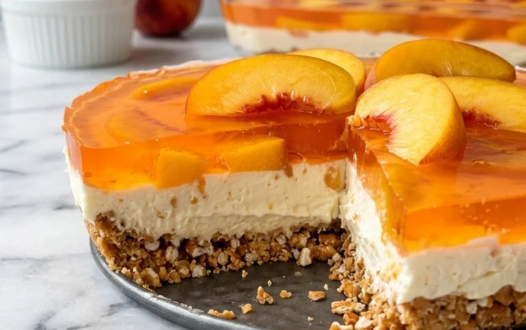Peach Pretzel Salad Dessert