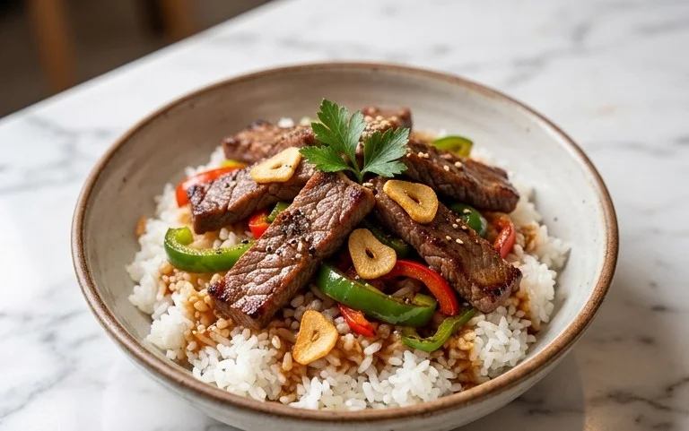 Beef Pepper Rice Bowl is a delicious meal option.