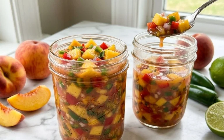 Sweet & Spicy Peach Salsa Canning Recipe