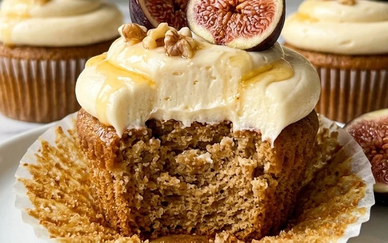 Fig Cupcakes with Honey Cream Cheese Frosting