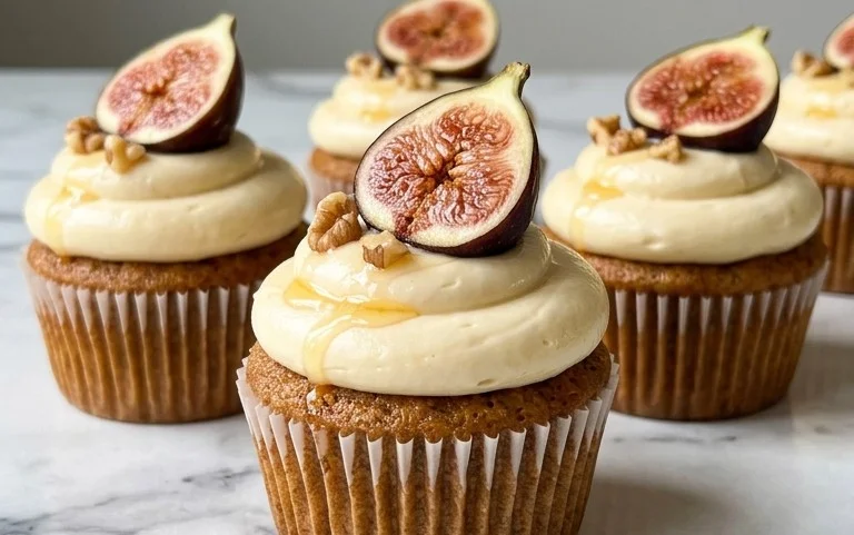 Fig Cupcakes with Honey Cream Cheese Frosting
