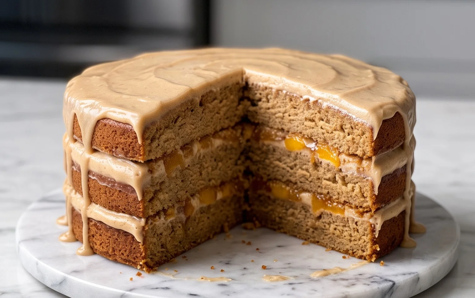 Brown Sugar Layer Cake with Peach Filling