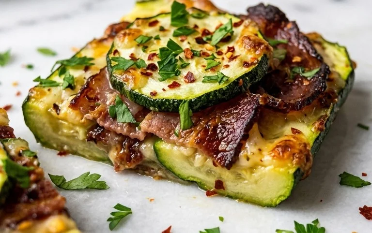 Zucchini and Beef Bacon Slice